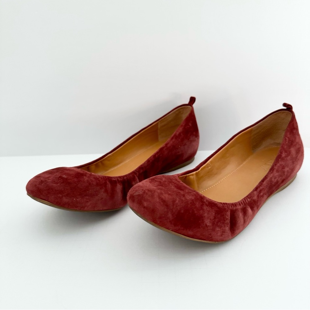 J. Crew Anya Suede Burgundy Ballet Flats Size 7 1/2M